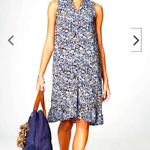 J. Jill Dresses & Skirts - J. Jill M Short Blue floral sun dress sleeveless button down front collared